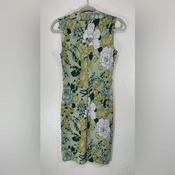 Pretty Good Made in USA Green Floral Collared Sleeveless Mini Dress Women’s S - Picture 9 of 11